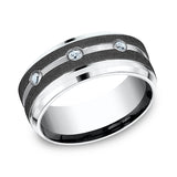 Cobalt 9mm Comfort-Fit Diamond Wedding Ring