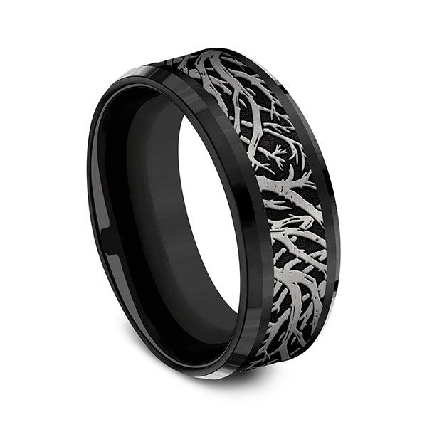 Tantalum and Black Titanium 8mm Comfort-fit Design Wedding Band