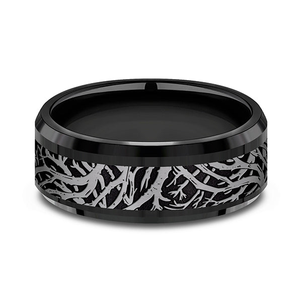 Tantalum and Black Titanium 8mm Comfort-fit Design Wedding Band