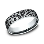 14K White Gold 6.5mm Comfort-Fit Design Wedding Band