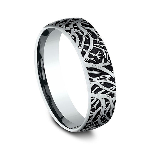 14K White Gold 6.5mm Comfort-Fit Design Wedding Band