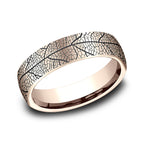 14K Rose Gold/White Gold 6.5mm Comfort-Fit Design Wedding Band