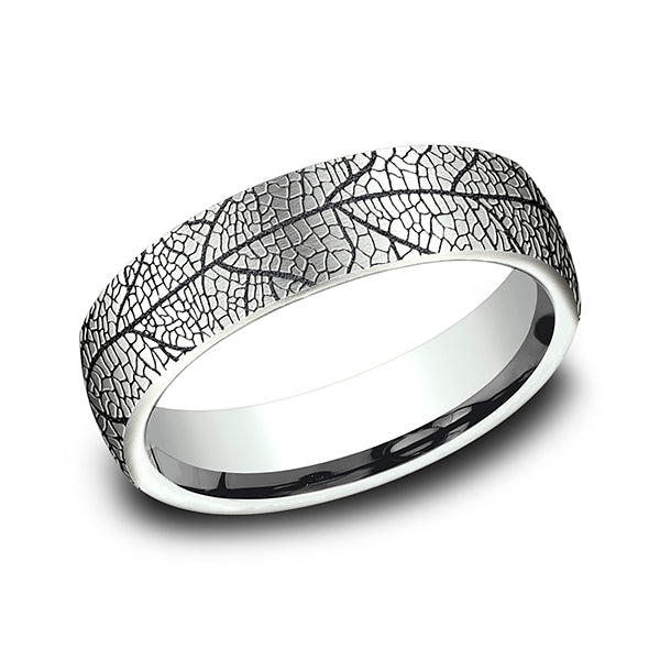 14K Rose Gold/White Gold 6.5mm Comfort-Fit Design Wedding Band