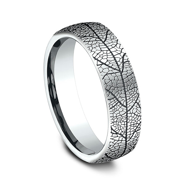 14K Rose Gold/White Gold 6.5mm Comfort-Fit Design Wedding Band