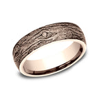 14K Rose Gold/White Gold 6mm Comfort-Fit Design Wedding Band