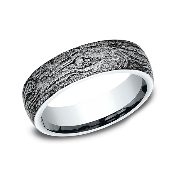 14K Rose Gold/White Gold 6mm Comfort-Fit Design Wedding Band