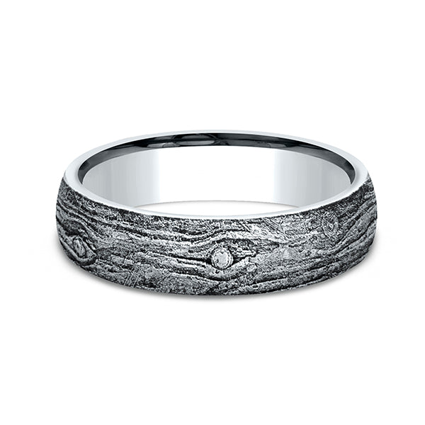 14K Rose Gold/White Gold 6mm Comfort-Fit Design Wedding Band