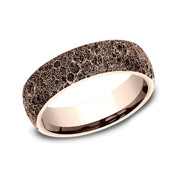 14K Rose Gold/White Gold 6mm Comfort-Fit Design Wedding Band