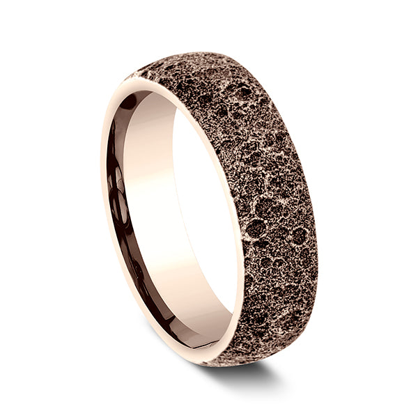 14K Rose Gold/White Gold 6mm Comfort-Fit Design Wedding Band