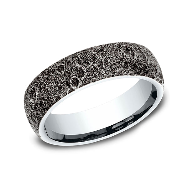 14K Rose Gold/White Gold 6mm Comfort-Fit Design Wedding Band