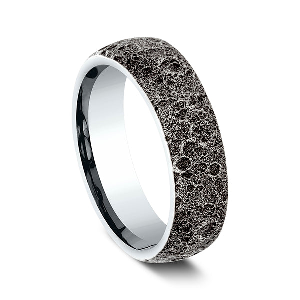14K Rose Gold/White Gold 6mm Comfort-Fit Design Wedding Band