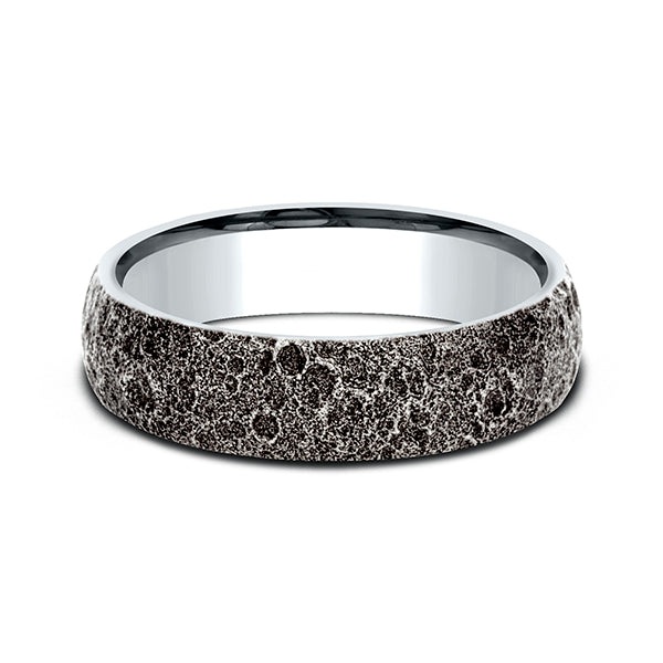 14K Rose Gold/White Gold 6mm Comfort-Fit Design Wedding Band
