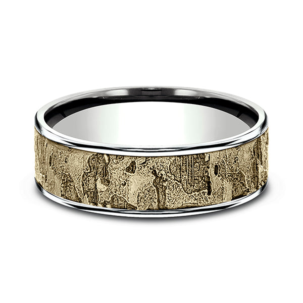 Two Tone 6.5mm Comfort-Fit Design Wedding Ring