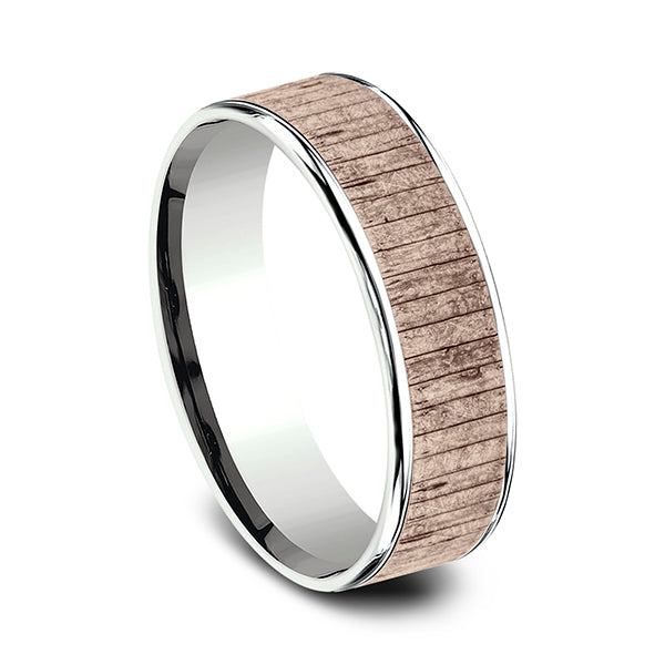 Two Tone 6.5mm Comfort-Fit Design Wedding Ring