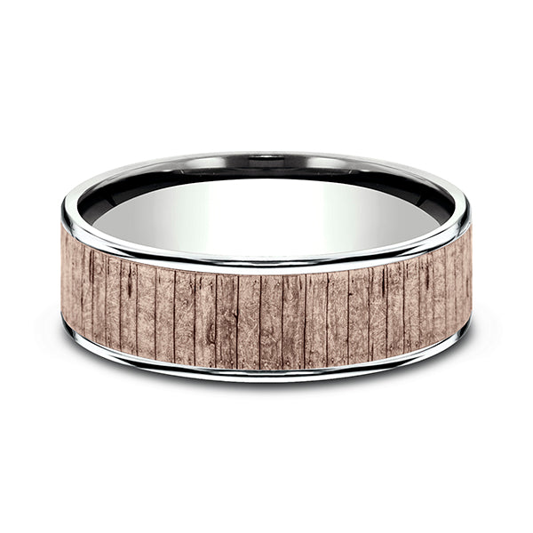Two Tone 6.5mm Comfort-Fit Design Wedding Ring