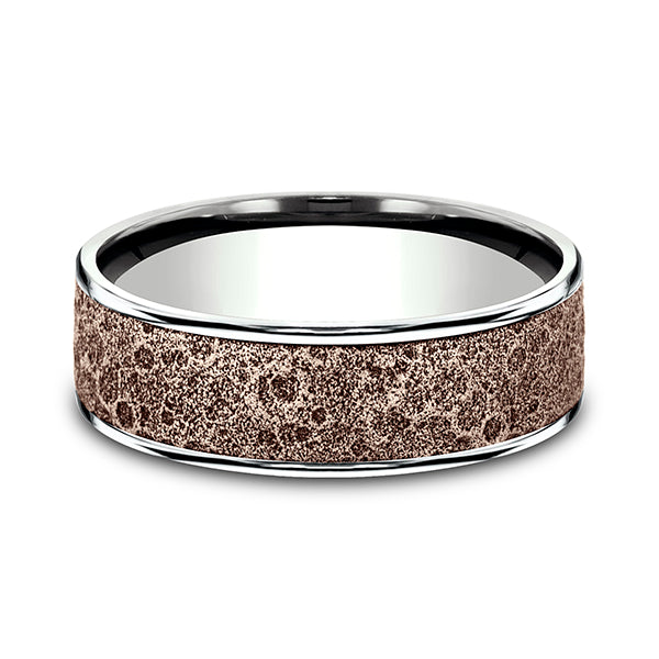Two Tone 6.5mm Comfort-Fit Design Wedding Ring
