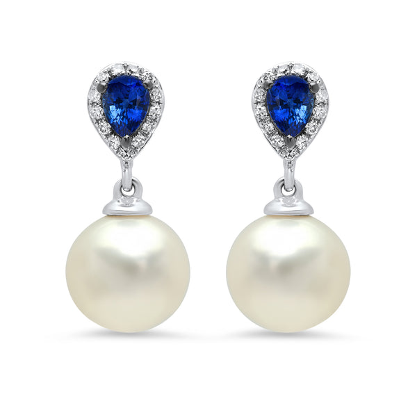 Diamond weight- .08 Sapphire weight- .40 Pearls- 7.08 carats