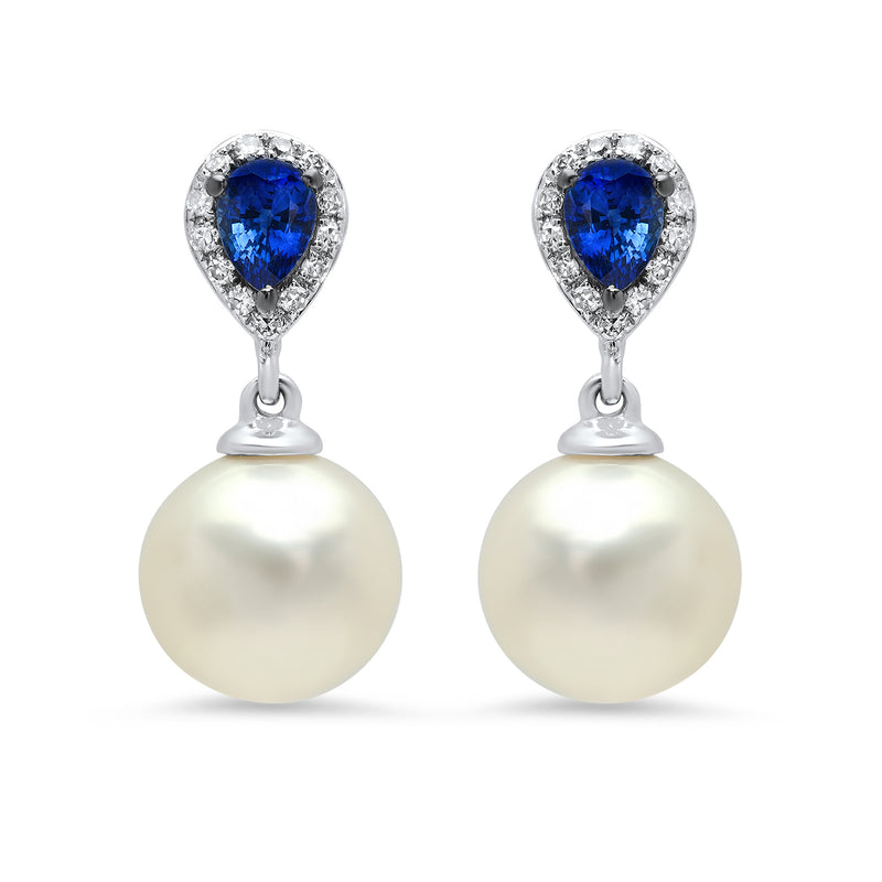 Diamond weight- .08 Sapphire weight- .40 Pearls- 7.08 carats