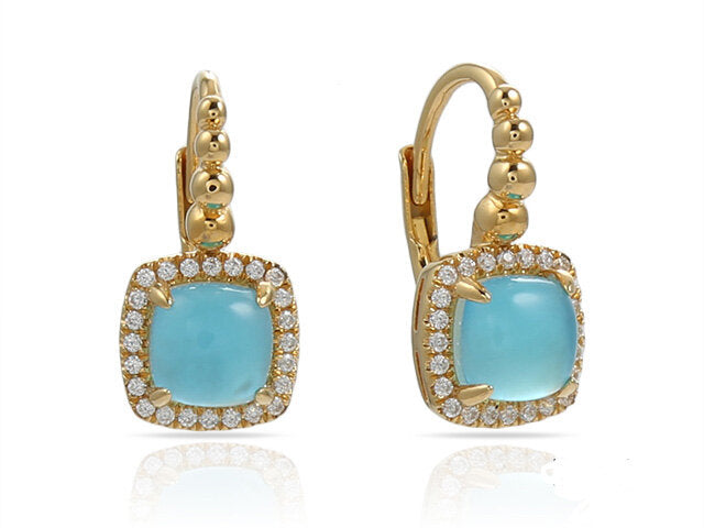 .18 Diamonds and Blue Topaz Earrings
