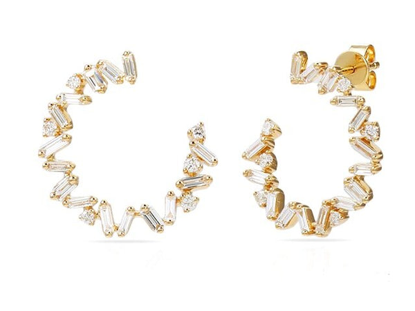.84 Diamond Partial Baguette Circle Earrings