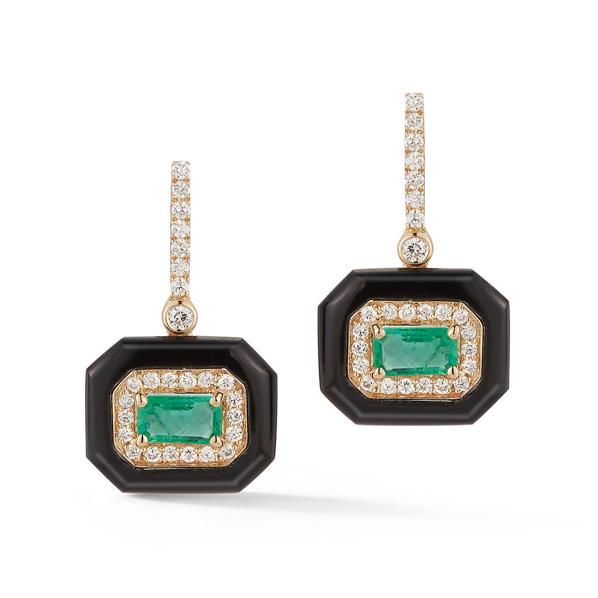 Onyx, 1.72 Emerald, .24 Dia. Earrings
