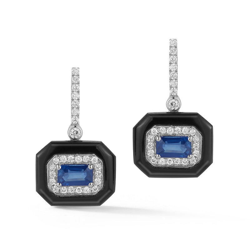 Onyx, 1.92 Sapphire, and .23 Dia. Earrings