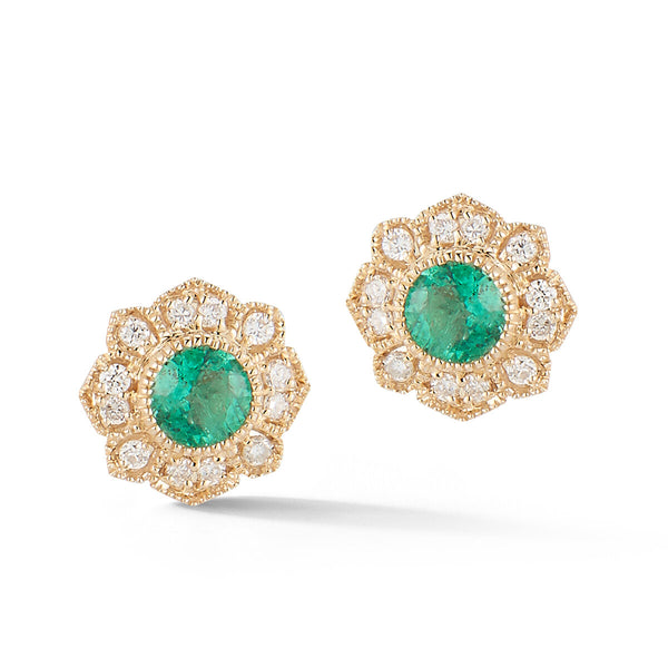 Earrings with .39 Emeralds and .10 Diamonds