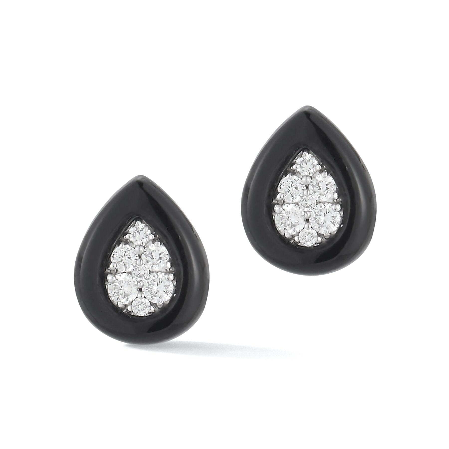 Pear Shaped Onyx and .18 Dia. Earrings