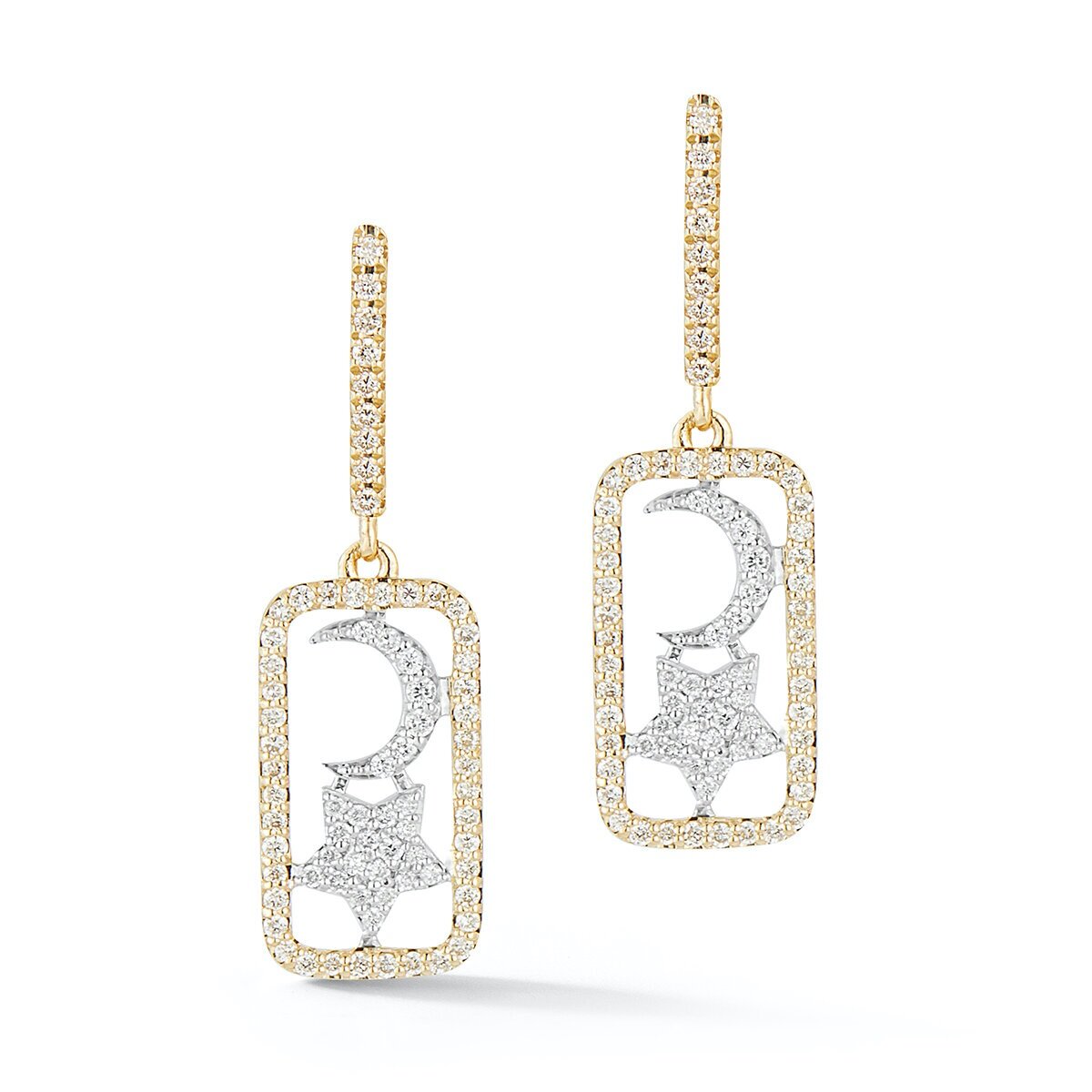 Moving Star and Moon .41 Dia Earrings