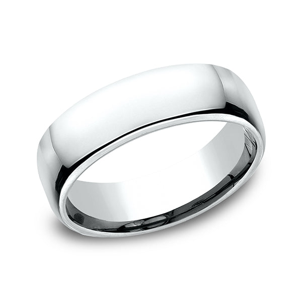 18K White Gold/Yellow Gold 6.5mm European Comfort-Fit Wedding Ring
