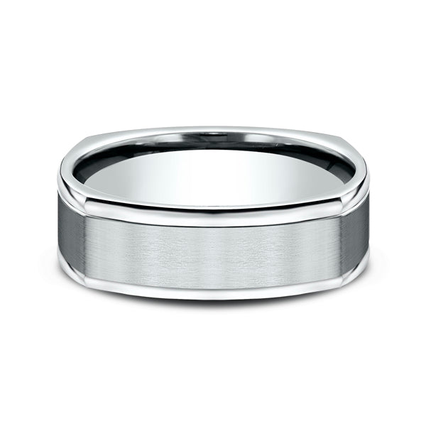 14K White Gold 7mm Comfort-Fit Design Wedding Ring