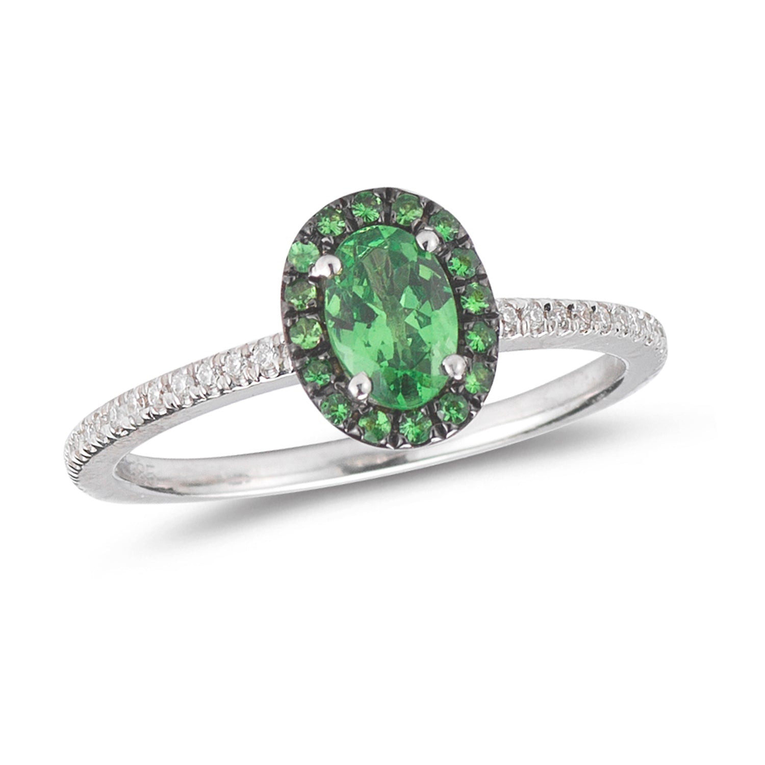 Diamond weight- .11  Tsavorite Garnet weight- .55