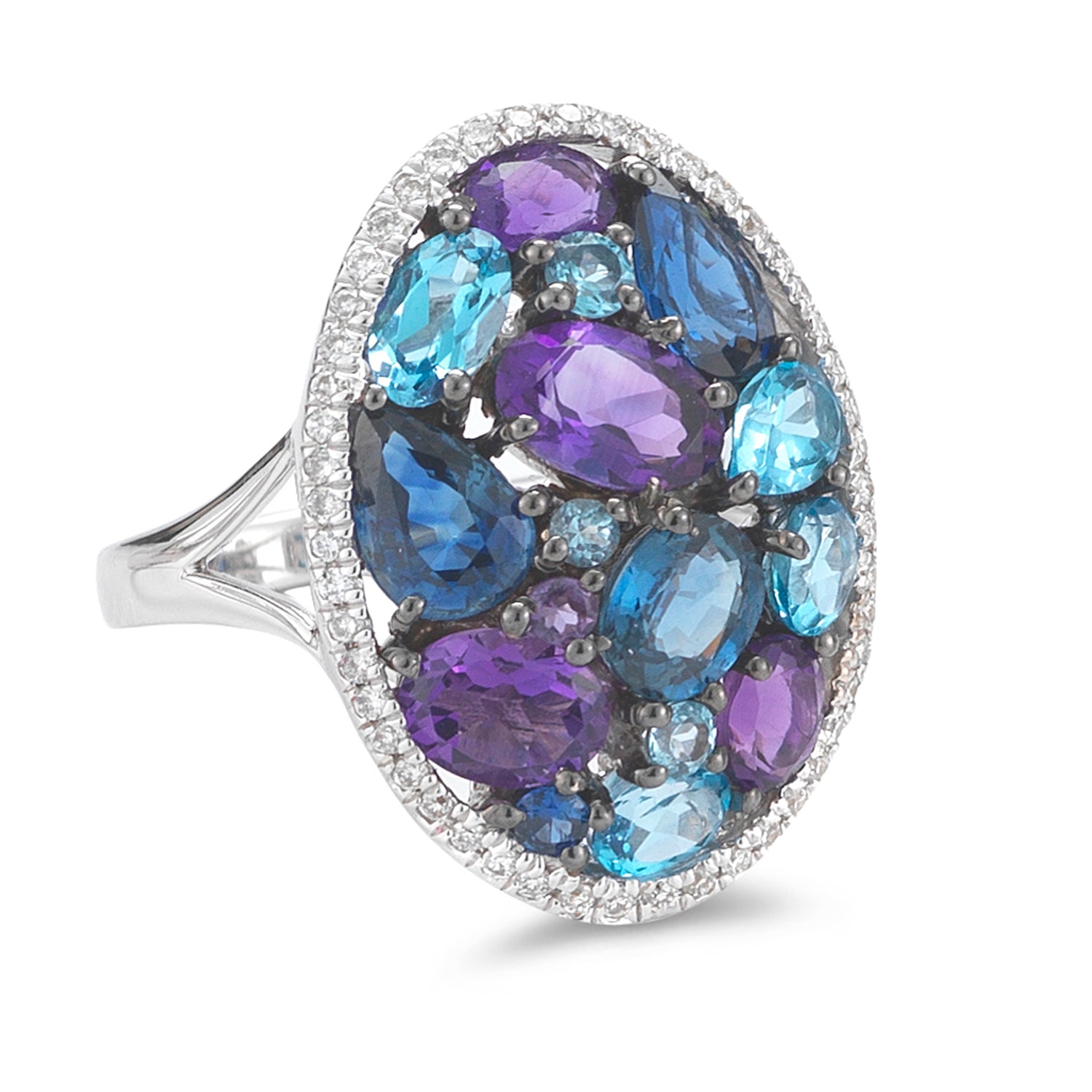 Diamond weight- .20  Sapphire weight- 1.48  Blue Topaz weight- .98  Amethyst weight- 1.10