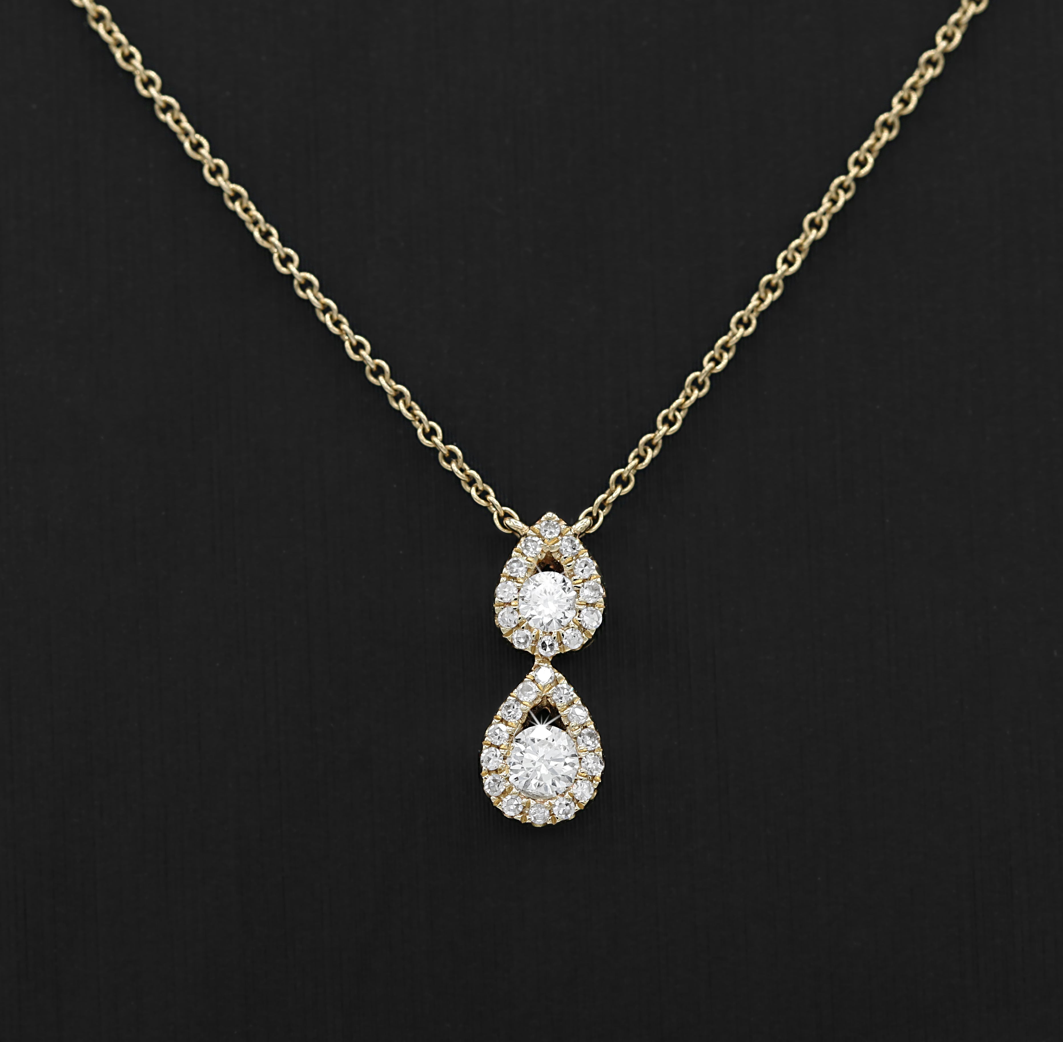 Double Drop Diamond Necklace in 14KT Yellow Gold ( 0.25ct tw dia )