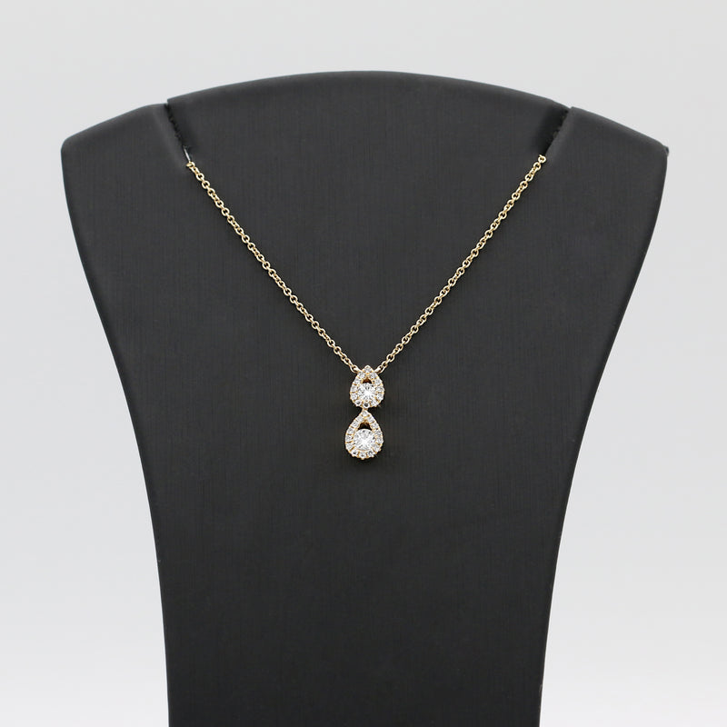 Double Drop Diamond Necklace in 14KT Yellow Gold ( 0.25ct tw dia )
