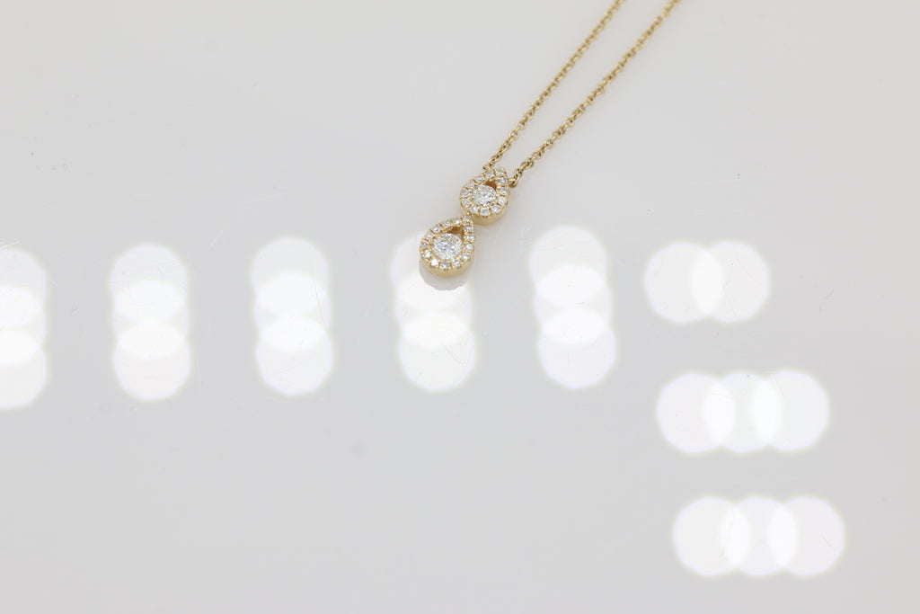 Double Drop Diamond Necklace in 14KT Yellow Gold ( 0.25ct tw dia )