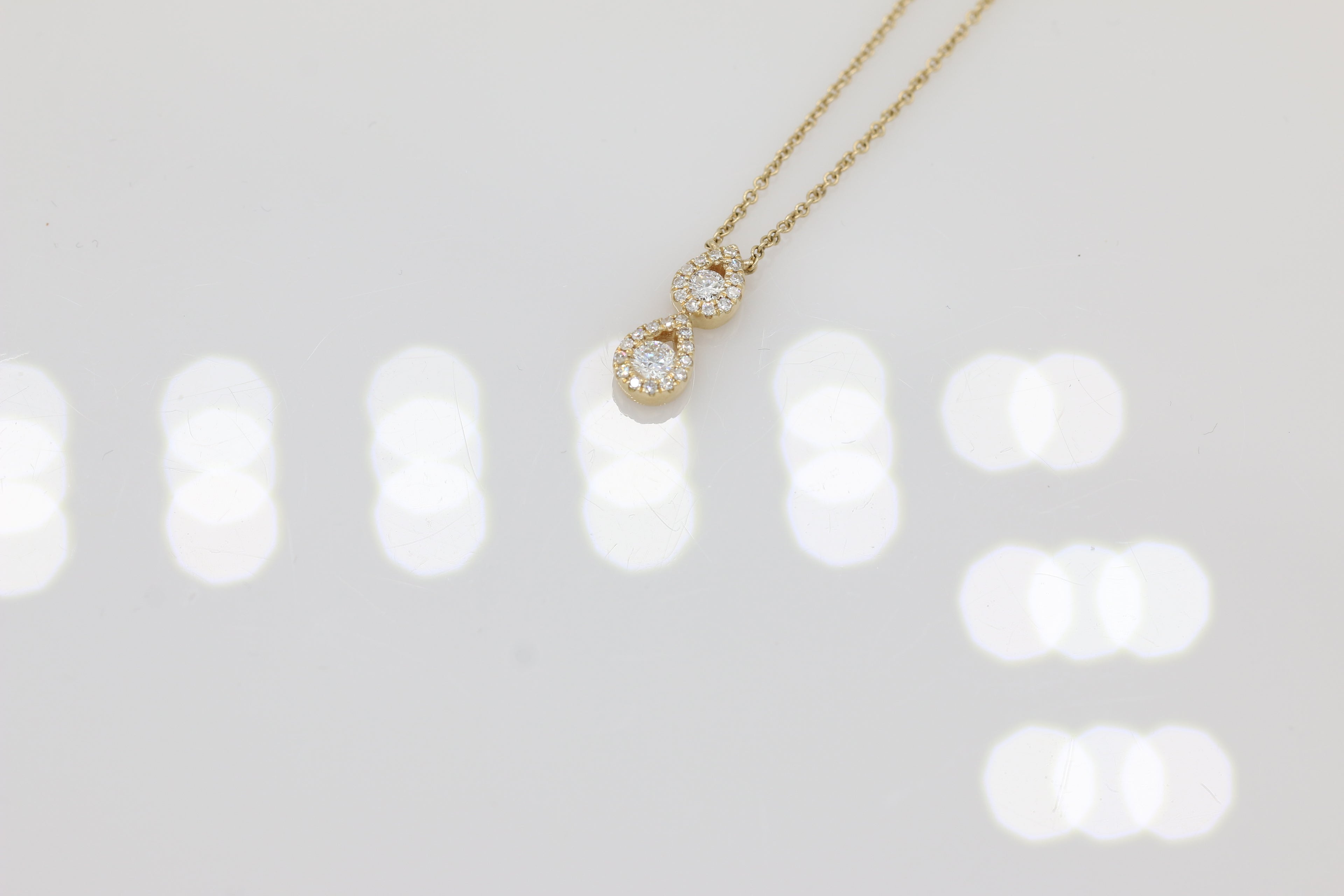 Double Drop Diamond Necklace in 14KT Yellow Gold ( 0.25ct tw dia )