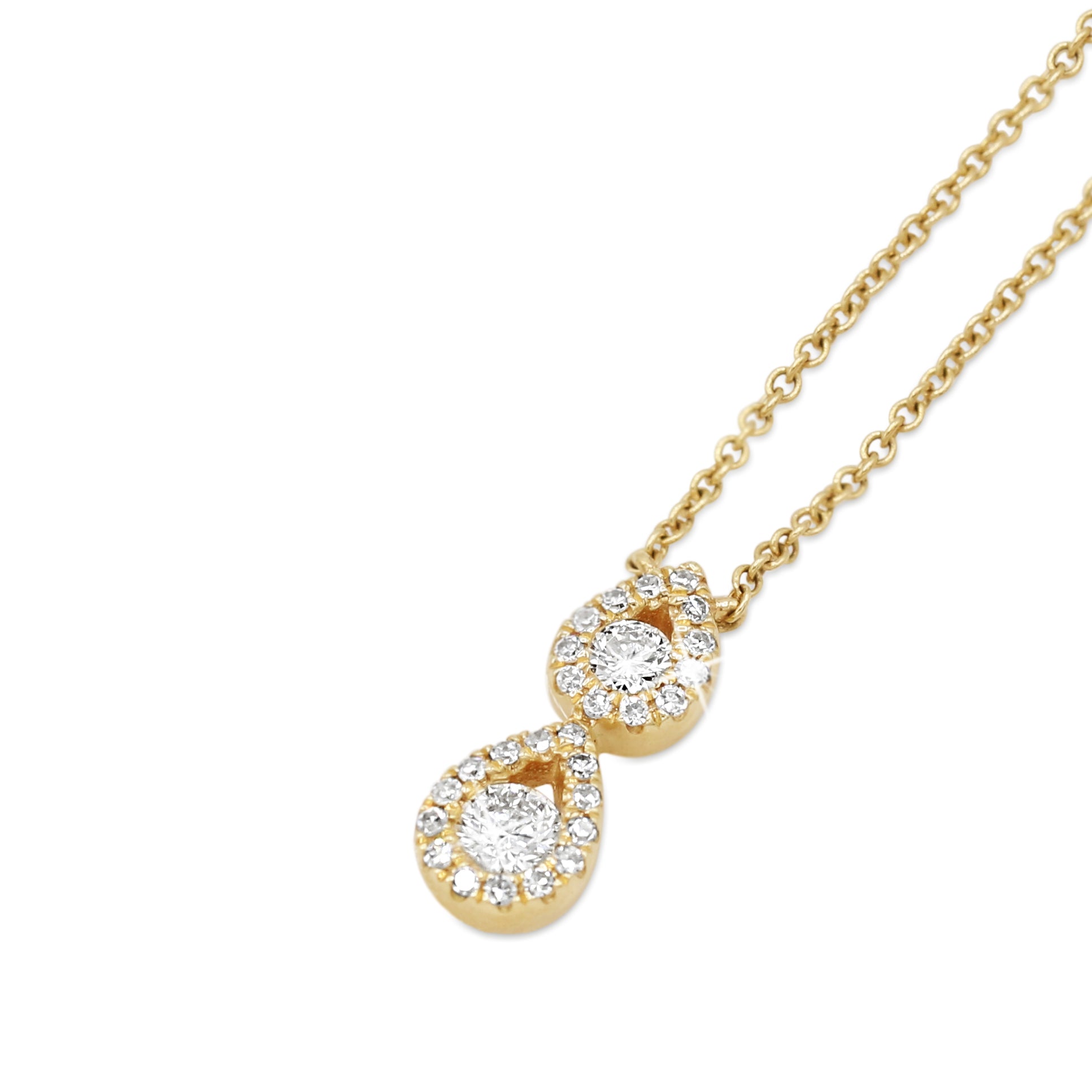 Double Drop Diamond Necklace in 14KT Yellow Gold ( 0.25ct tw dia )