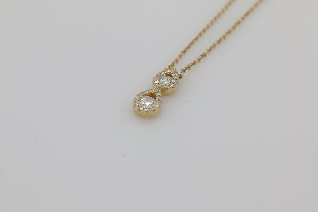 Double Drop Diamond Necklace in 14KT Yellow Gold ( 0.25ct tw dia )