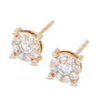 Diamond Cluster Stud Earrings in 14KT Rose Gold ( 0.50ct tw dia )
