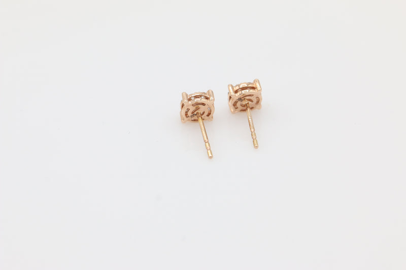 Diamond Cluster Stud Earrings in 14KT Rose Gold ( 0.50ct tw dia )