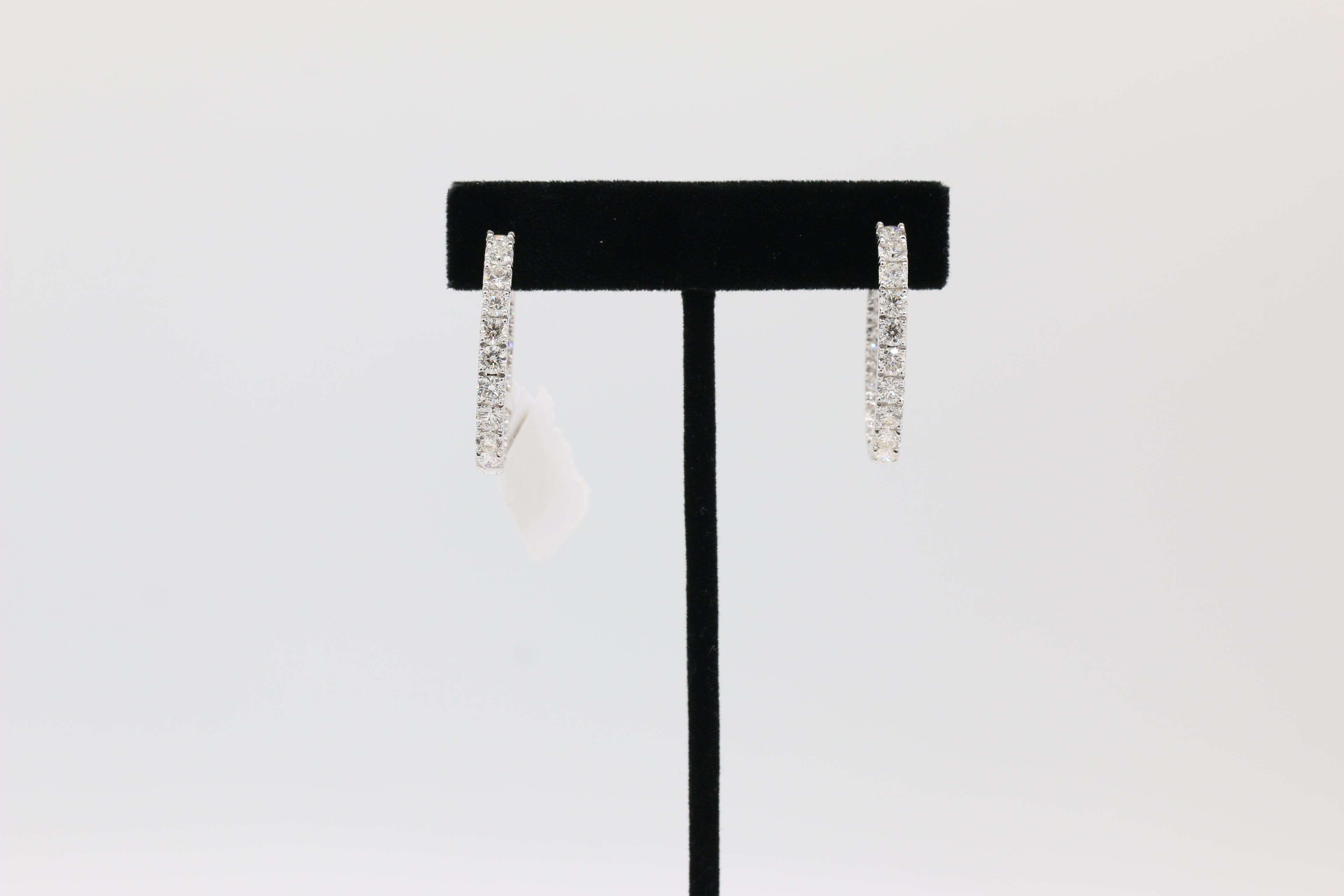Diamond Hoop Earrings in 14KT White Gold ( 6ct tw dia )