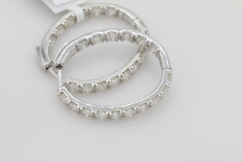 Diamond Hoop Earrings in 14KT White Gold ( 6ct tw dia )