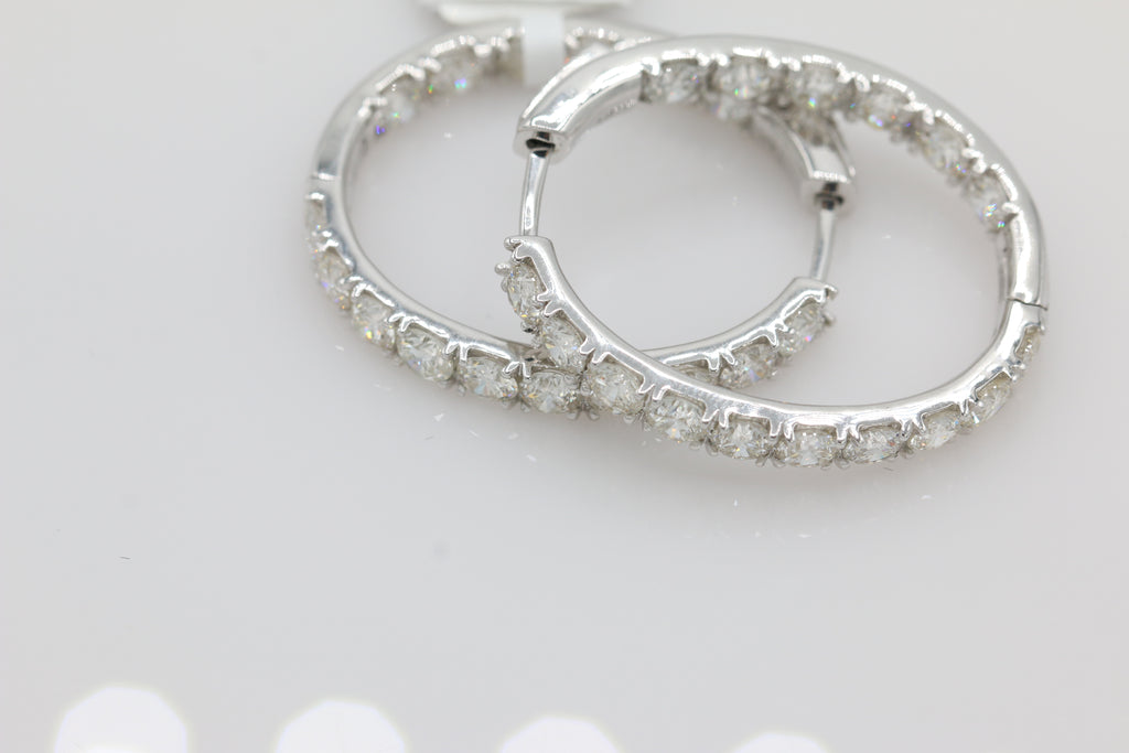 Diamond Hoop Earrings in 14KT White Gold ( 6ct tw dia )