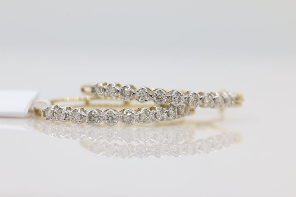 Diamond Hoop Earrings in 10KT Yellow Gold ( 0.5ct tw dia )