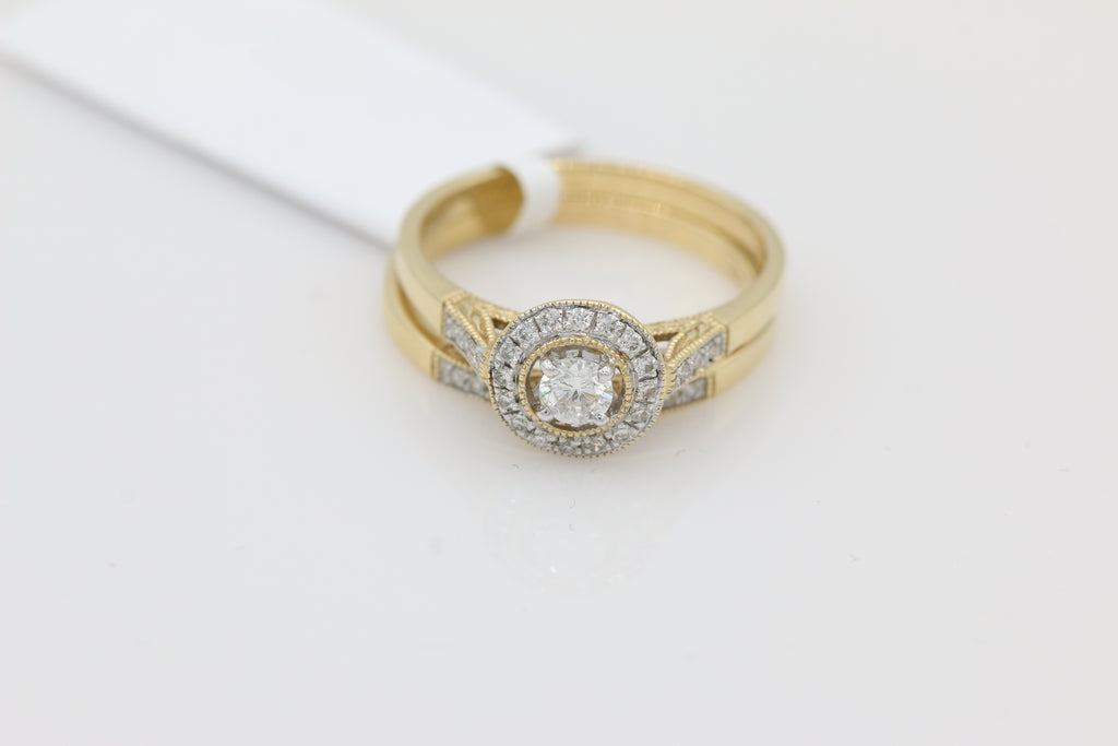 Diamond Halo Rings Set in 14KT Yellow Gold ( 0.35ct dtw )