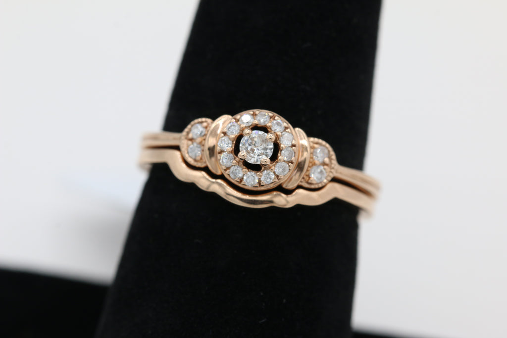 Rose Gold Halo Diamond Double Band ( 3ct tw dia )