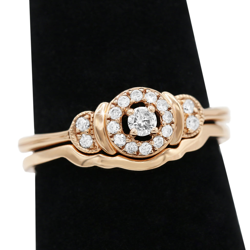 Rose Gold Halo Diamond Double Band ( 3ct tw dia )