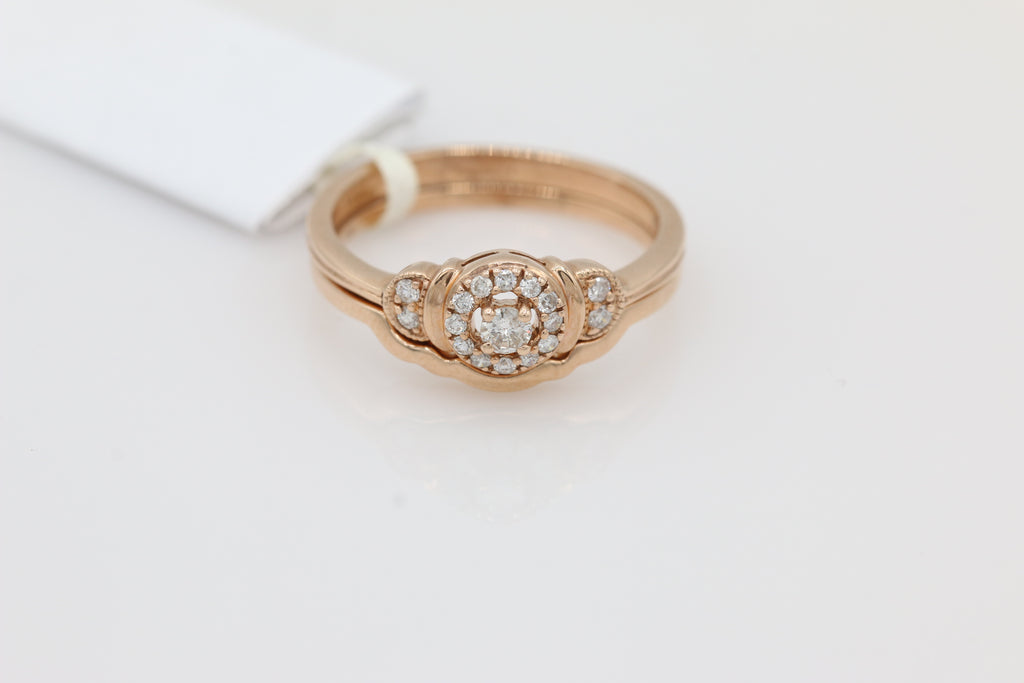 Rose Gold Halo Diamond Double Band ( 3ct tw dia )