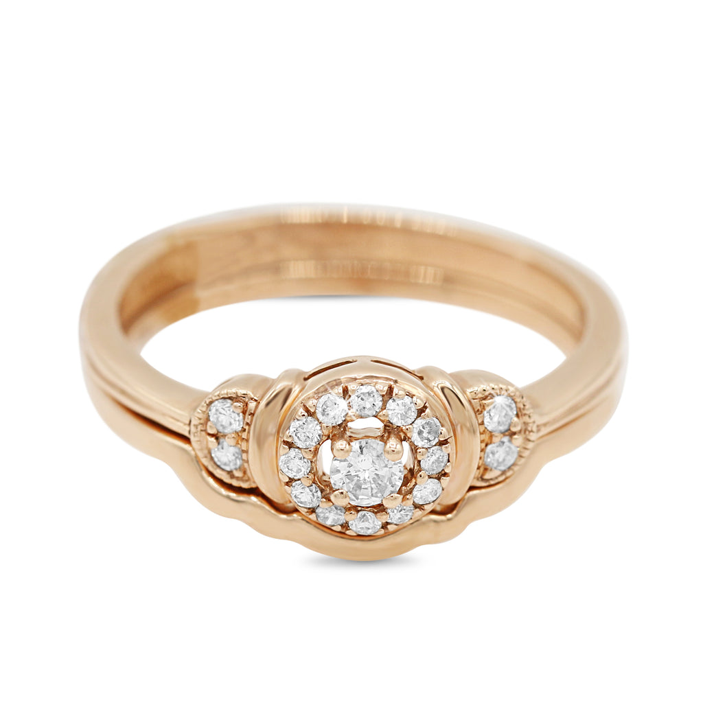 Rose Gold Halo Diamond Double Band ( 3ct tw dia )